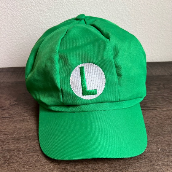Mario & Luigi Adult Hats 2 Caps Super Mario Brothers Logo Costume Cosplay EUC - Picture 3 of 9